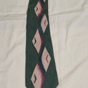 JT Beckett geometric silk necktie Dark green
